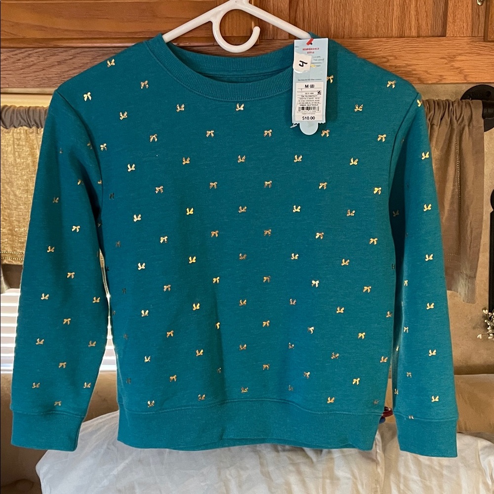 Cat & Jack Teal Pullover Sweatshirt, Sz 8